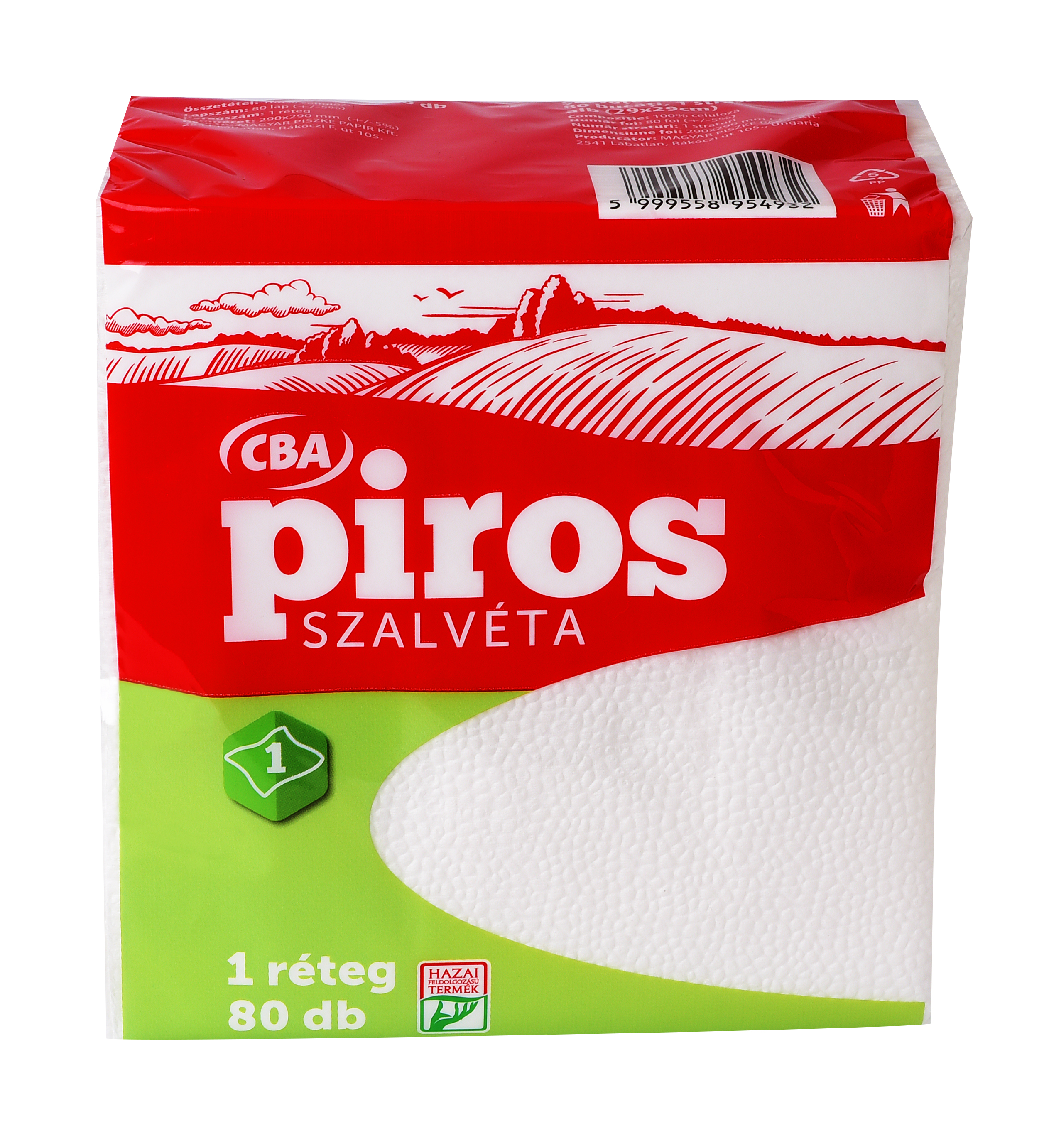 CBA Piros szalvéta 80db-os